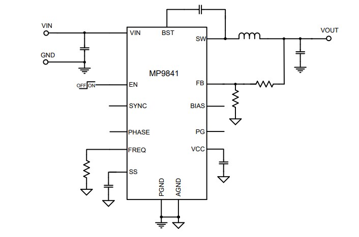 Application Circuit Diagram - Monolithic Power Systems (MPS) MP9841/MPQ9841 Synchronous Step-Down Converters